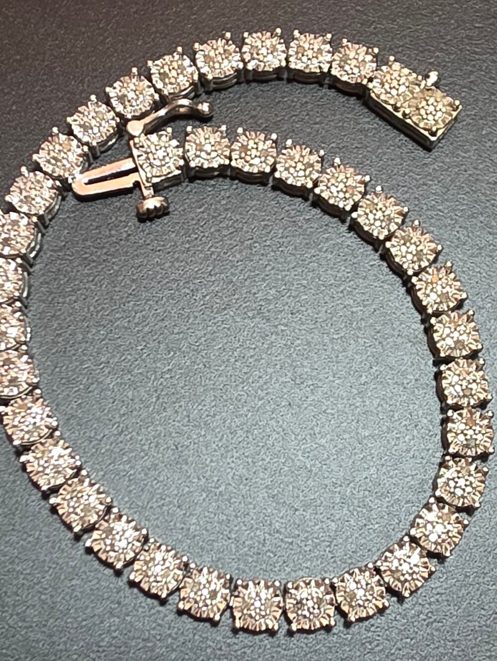 GENUINE 70 POINT DIAMOND TENNIS BRACELET 925 STERLING SILVER 7 In